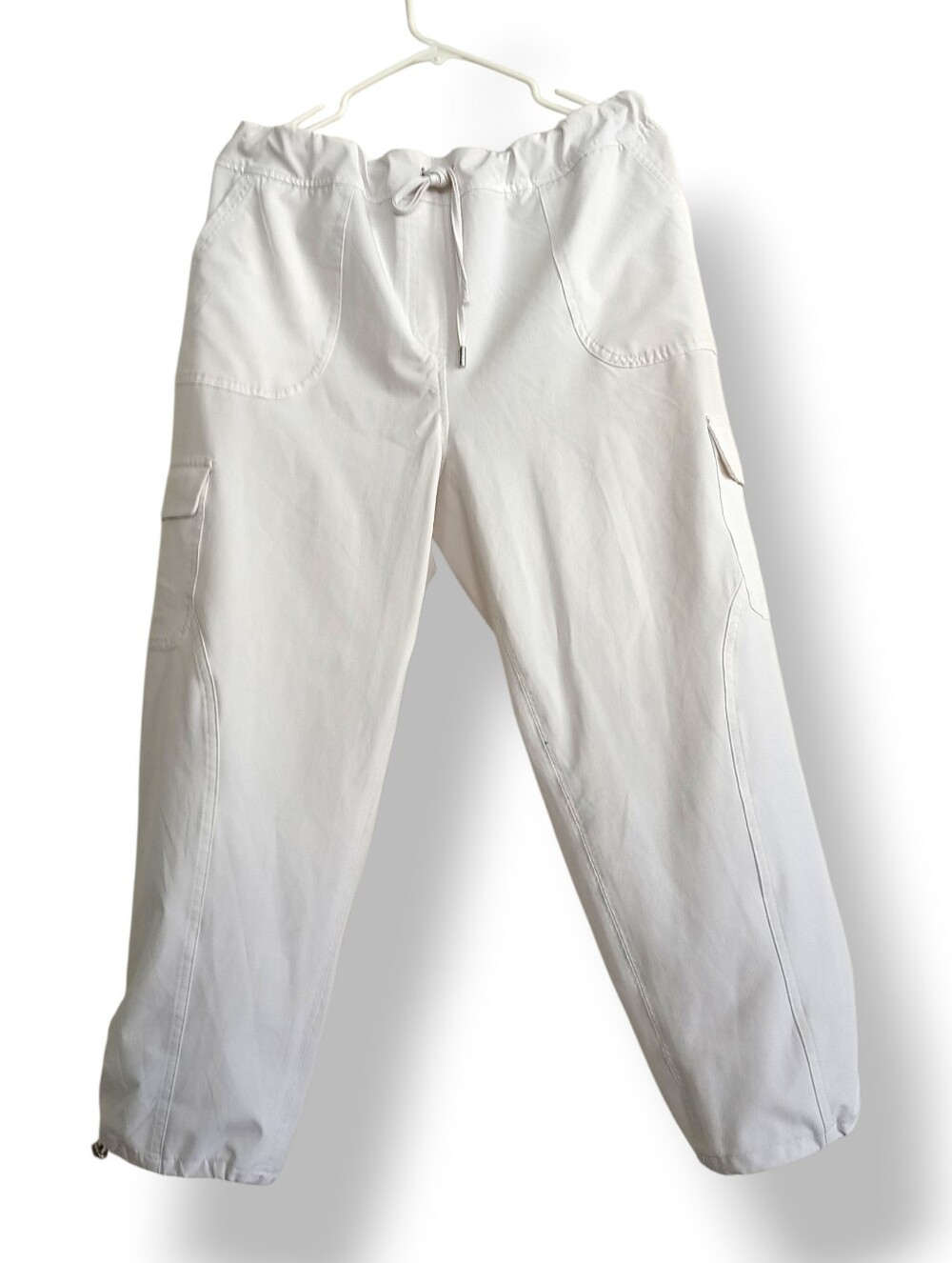 Chico's White Cargo Joggers Drawstring Waist Lightweight Stretchy Active wear XL